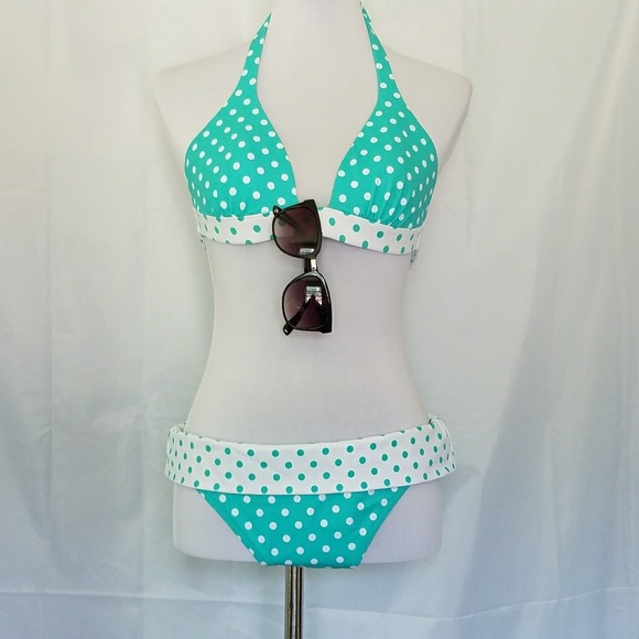 Victoria's Secret Other - VICTORIA'S SECRET GREEN & WHITE  POLKA DOT BIKINI